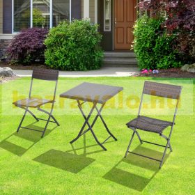   Polirattan kerti bútor szett 3 darabos balkon szett barna bisztró bútor szett kerti garnitúra 