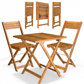   Akácfa kerti bútor szett 3 részes összecsukható asztal és székek