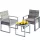 Polyrattan kerti bútor szett 3 részes szürke lounge szett WPC asztallal