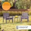 Polyrattan kerti bútor szett 3 részes szürke lounge szett WPC asztallal