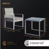 Polyrattan kerti bútor szett 3 részes szürke lounge szett WPC asztallal