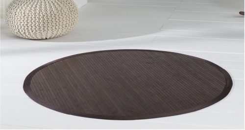 Ø120 cm Kerek bambusz szőnyeg szegéllyel választható sötétre hőkezelt, keményített, természetes barna felület