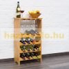 Bamboo wine rack for 16 bottles of wine and 12 glasses