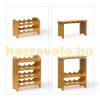 Bamboo wine rack for 16 bottles of wine and 12 glasses