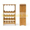 Bamboo wine rack for 16 bottles of wine and 12 glasses