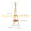 Bamboo standing clothes rack with shelves 178 x 50 x 50 cm