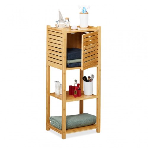 Bamboo bathroom shelf, space-saving with 4 shelves