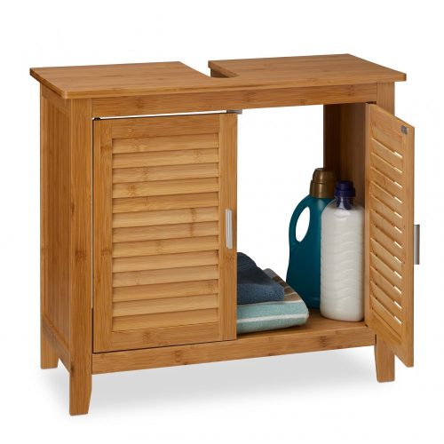 Bamboo bathroom cabinet can be placed under the sink 