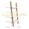 Bamboo ladder shelf with 4 levels of white shelves 