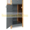 Modern high cabinet with bamboo frame in gray and natural colors 