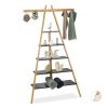 5-shelf bamboo ladder shelving system in black