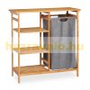 Bamboo bathroom shelf with laundry basket