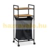 Rolling bamboo bathroom shelf system with laundry rack 