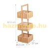 Natural-looking bamboo bathroom shelf with 3 compartments 