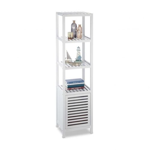 Fehér bambusz polc 4 polccal 140 x 36,5 x 33 cm