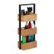 Bamboo bathroom shelf with 3 compartments in natural black 