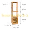 Bamboo bathroom cabinet 5 levels 140 x 36.5 x 33 cm