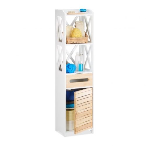 Modern bamboo cabinet with 6 shelves 121x31x24 cm