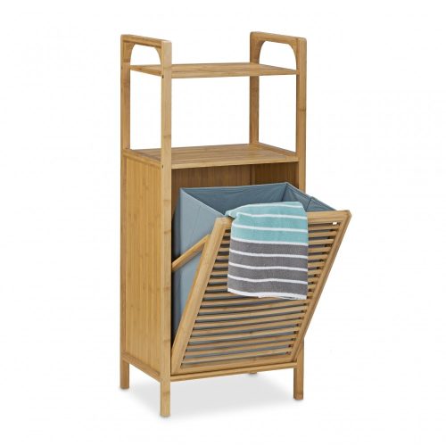 Bamboo bathroom cabinet with laundry basket 95 x 40 x 30 cm 