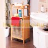 Bamboo bathroom cabinet with laundry basket 95 x 40 x 30 cm 