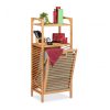 Bamboo bathroom shelf with laundry basket and 2 shelves