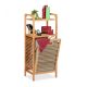 Bamboo bathroom shelf with laundry basket and 2 shelves