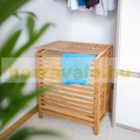   Bambusz szennyestartó kosár, kivehető kosárral légáteresztő fedéllel 
