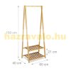 Bamboo clothes rack with 2 shelves shoe rack