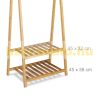 Bamboo clothes rack with 2 shelves shoe rack