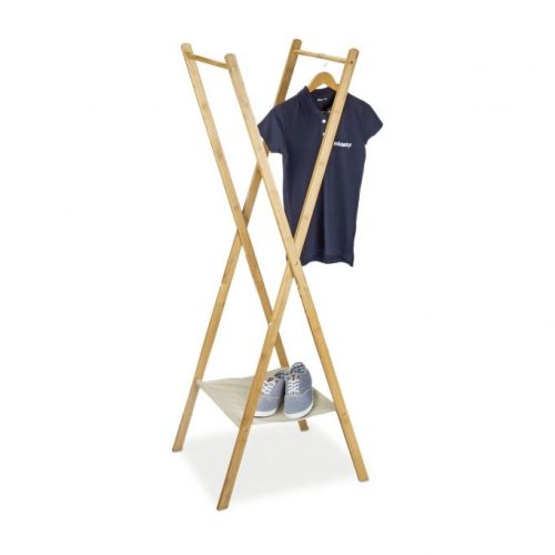 Bamboo clothes rack with shoe rack 