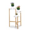 Three-tiered round bamboo planter in bamboo-white color