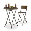 Folding polyrattan garden bar table event table brown