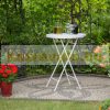 Folding polyrattan garden bar table event table white