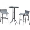 Garden bar set 3-piece garden bar stool and table metal gray bistro furniture set garden set 