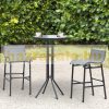 Garden bar set 3-piece garden bar stool and table metal gray bistro furniture set garden set 