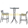 Garden bar set 3-piece garden bar stool and table metal gray bistro furniture set garden set 