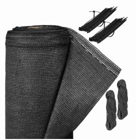   Belátásgátló 180 cm x 10 m kerítés takaró szélfogó erkélyre, teraszra fekete UV- és időjárásálló árnyékoló