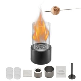   Füstmentes bioetanolos asztali kandalló 160x285 mm tűzrakó hengeres üvegfallal 