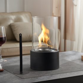   Füstmentes bioetanolos asztali kandalló 160x285 mm tűzrakó hengeres üvegfallal 