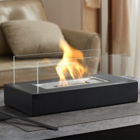   Üvegfalas bioetanolos asztali kandalló 35x18x14 cm füstmentes tűzrakó 