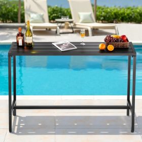   Bárasztal 1400x375x980 mm hosszúkás bisztróasztal fekete, modern álló asztal 2–4 fő részére