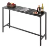 Bárasztal 1400x375x980 mm hosszúkás bisztróasztal fekete, modern álló asztal 2–4 fő részére
