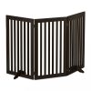 Space divider 92 cm high safety grid 3-panel fence for dogs or children brown