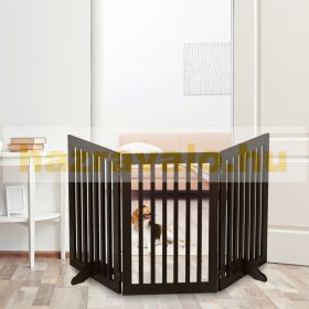   Térelválasztó 92 cm magas biztonsági rács 3 paneles kerítés kutyák vagy gyermekek számára barna