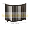Space divider 92 cm high safety grid 3-panel fence for dogs or children brown