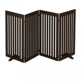   Térelválasztó 92 cm magas biztonsági rács 4 paneles kerítés kutyák vagy gyermekek számára barna