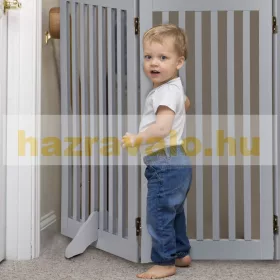   Térelválasztó 92 cm magas biztonsági rács 4 paneles kerítés kutyák vagy gyermekek számára szürke