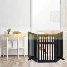   Térelválasztó, biztonsági rács 3 paneles kerítés kutyák vagy gyermekek számára fekete