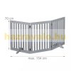 Space divider, safety grid, 3-panel fence for dogs or children, gray