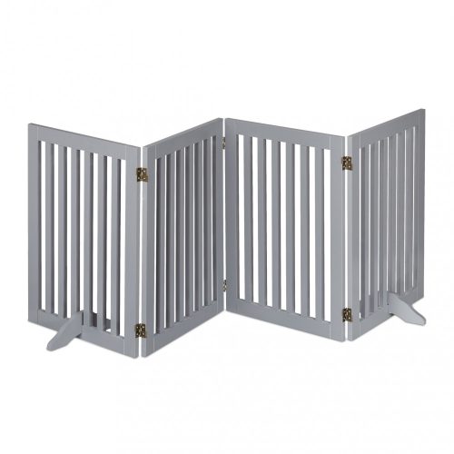 Space divider, safety grid, 4-panel fence for dogs or children, gray